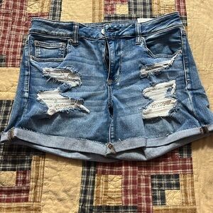 American Eagle Outfitters Blue Distressed Jean Shorts